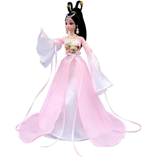 Chinesische Puppe 12 Gelenke mit traditionellem Hanfu-Kleid, gegliederte Fee 30cm