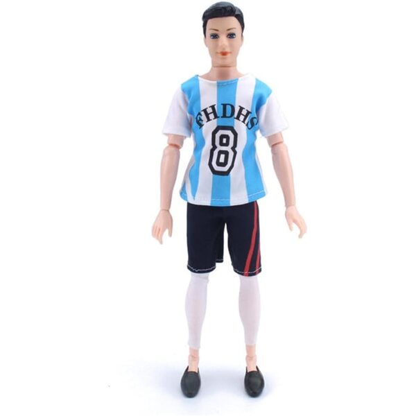 30 cm große männliche Puppe mit 11 Gelenken und Uteruik-Fußballtrikot-Set