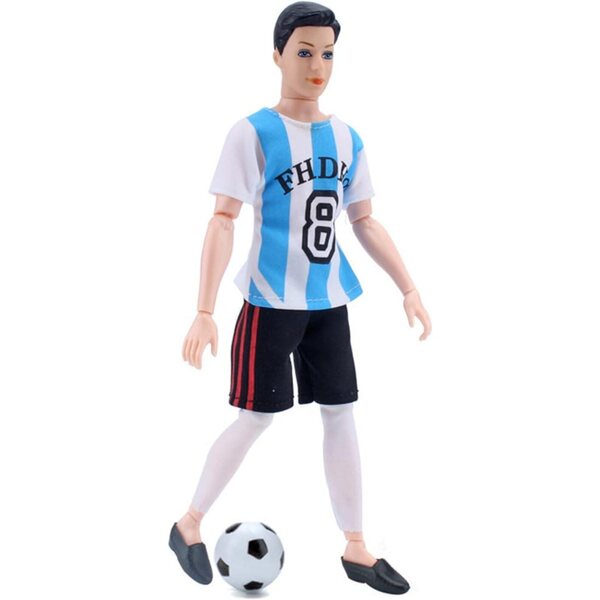30 cm große männliche Puppe mit 11 Gelenken und Uteruik-Fußballtrikot-Set