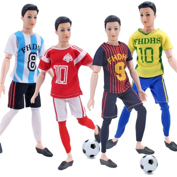 30 cm große männliche Puppe mit 11 Gelenken und Uteruik-Fußballtrikot-Set