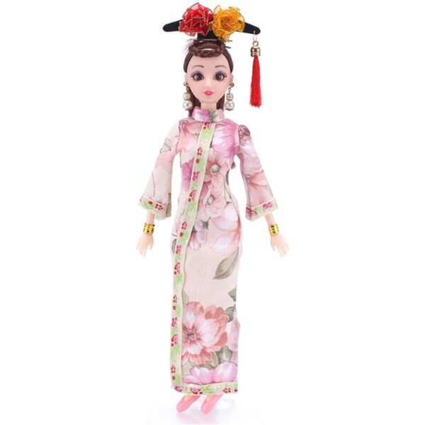 Bambola 30 cm con Abito Cheongsam e Fascia per Capelli Costume Cinese Bambini
