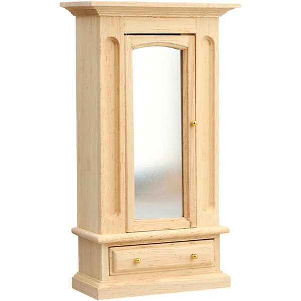 Mobili Miniatura Casa Bambole 1:12 Armadio in Legno con Specchio e Piccolo Mobile