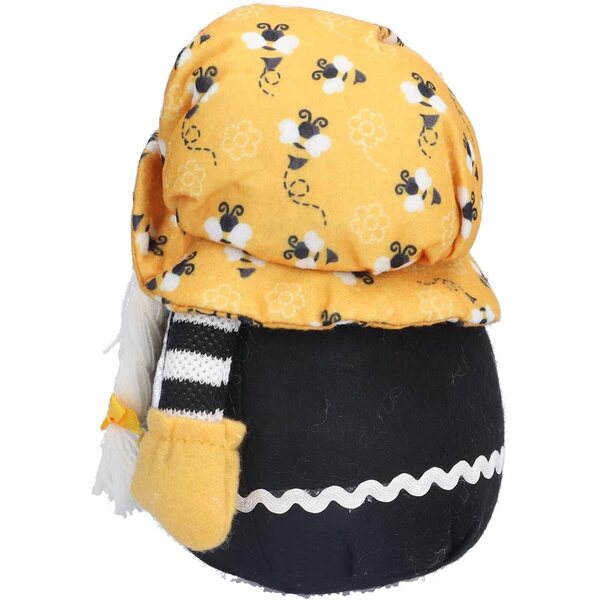 Bambola Gnomo Senza Volto Tessuto Motivo Ape 18x15cm - Decorazione Ecologica Vivace