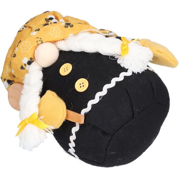 Bambola Gnomo Senza Volto Tessuto Motivo Ape 18x15cm - Decorazione Ecologica Vivace