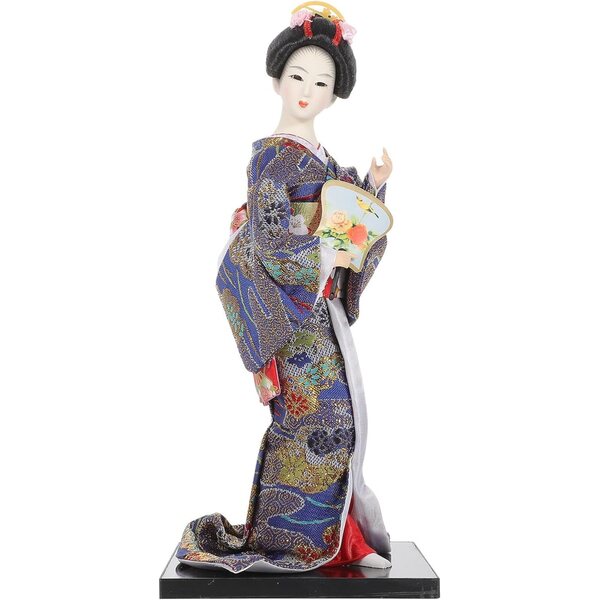 Bambola Geisha Giapponese 30 cm in Resina e Tessuto - Decorazione Tradizionale Artigianale