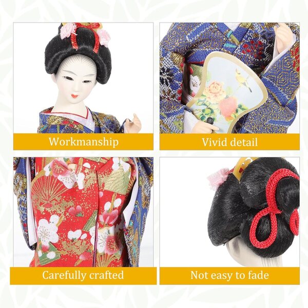 Bambola Geisha Giapponese 30 cm in Resina e Tessuto - Decorazione Tradizionale Artigianale