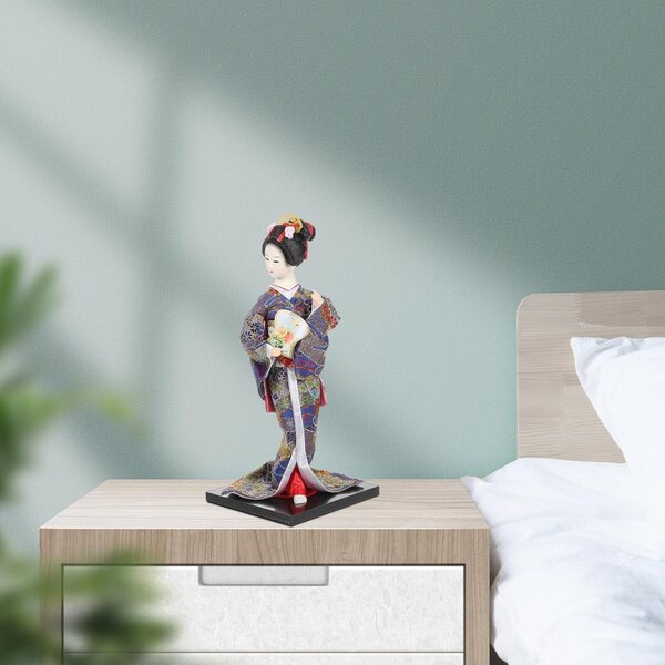 Bambola Geisha Giapponese 30 cm in Resina e Tessuto - Decorazione Tradizionale Artigianale
