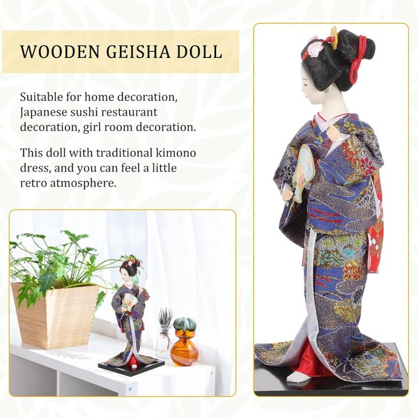 Bambola Geisha Giapponese 30 cm in Resina e Tessuto - Decorazione Tradizionale Artigianale