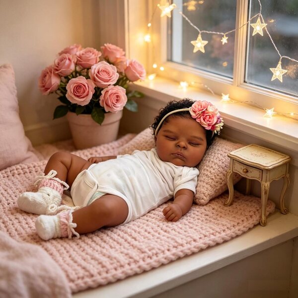 20-Zoll-Rebornpuppe aus weichem Vinyl, schwarzes Mädchen, Afroamerikanerin, realistisch