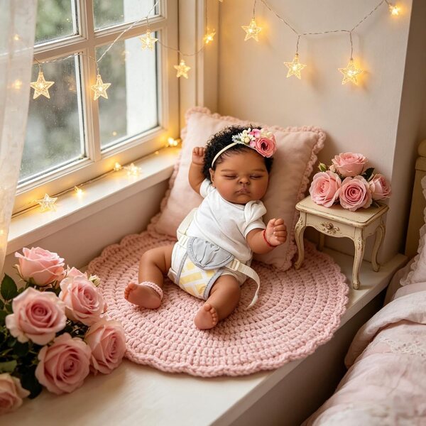 20-Zoll-Rebornpuppe aus weichem Vinyl, schwarzes Mädchen, Afroamerikanerin, realistisch
