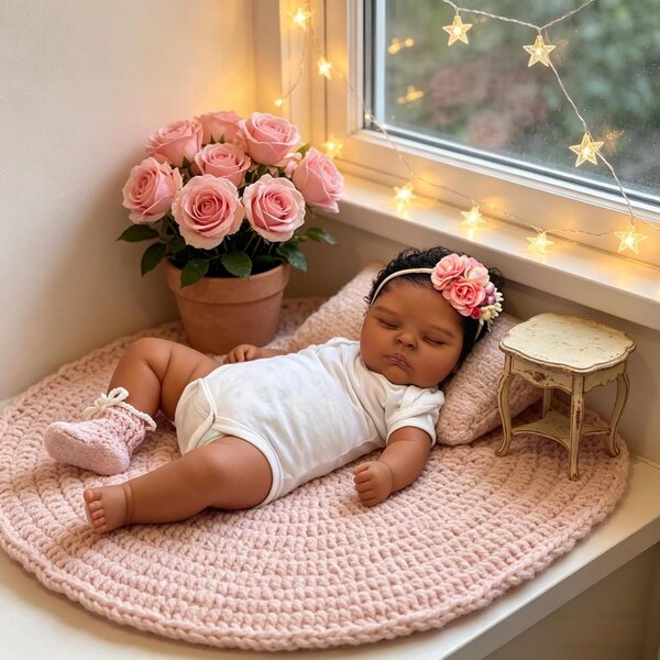 20-Zoll-Rebornpuppe aus weichem Vinyl, schwarzes Mädchen, Afroamerikanerin, realistisch