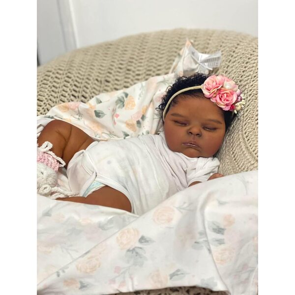 20-Zoll-Rebornpuppe aus weichem Vinyl, schwarzes Mädchen, Afroamerikanerin, realistisch