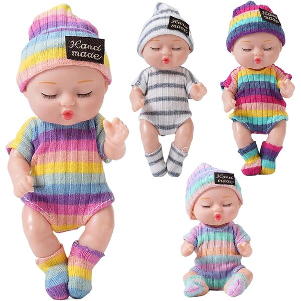 4 Pieces 4 Inch Mini Dolls with Movable Joints and Removable Clothes - Lifelike and Adorable