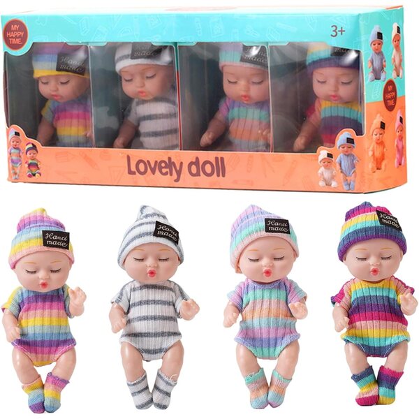 4 Pieces 4 Inch Mini Dolls with Movable Joints and Removable Clothes - Lifelike and Adorable