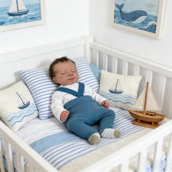 45 cm große realistische männliche Reborn-Puppe aus Ganzkörpersilikon mit komplettem Zubehör