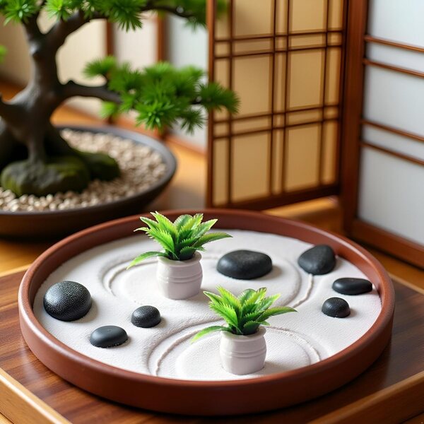 Set mit 2 Miniatur-Bonsai im grünen Topf für Puppenhaus im Maßstab 1:12