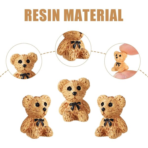 Lyreh 60pz Mini Orsetti in Resina Carini per Decorazioni e Collezioni Marrone