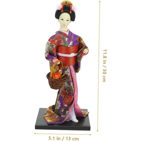 ABOOFAN Japanische Deko-Puppe im traditionellen Kimono-Stil, 30 cm, für Zuhause und Büro