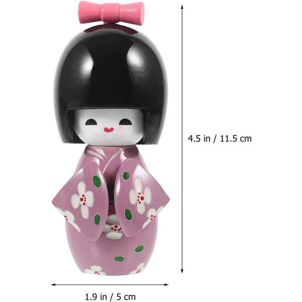 Holibanna Bambola Kimono Giapponese in Legno Viola - Decorazione Elegante e Compatta