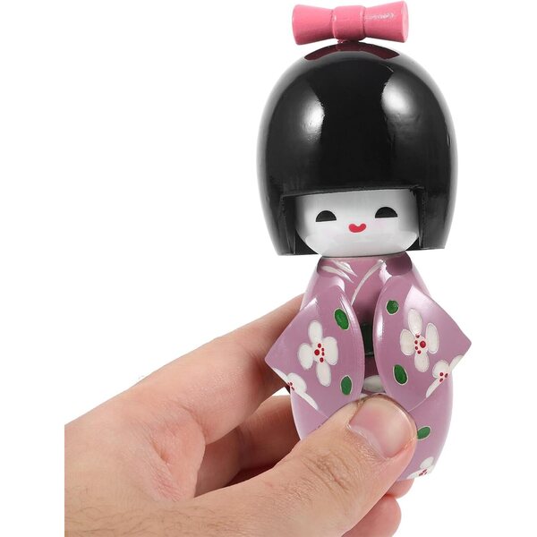 Holibanna Bambola Kimono Giapponese in Legno Viola - Decorazione Elegante e Compatta