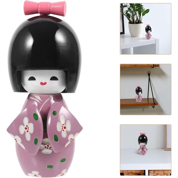 Holibanna Bambola Kimono Giapponese in Legno Viola - Decorazione Elegante e Compatta