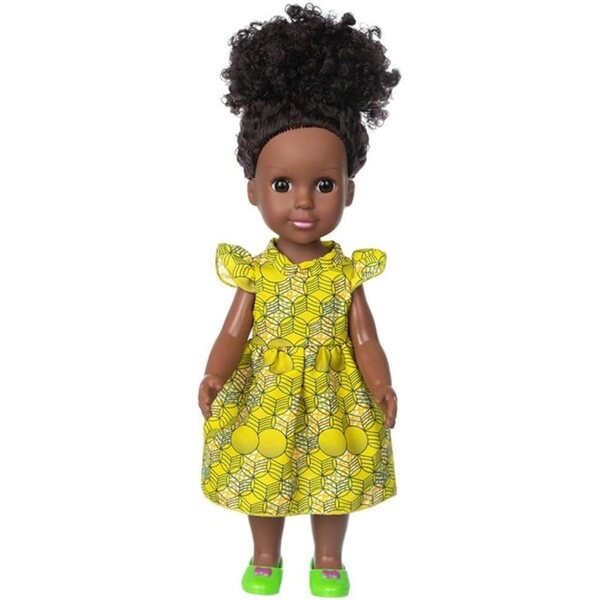 14-Zoll-Puppe aus schwarzem, afrikanisch-amerikanischem Vinyl mit Kleid für Kinder