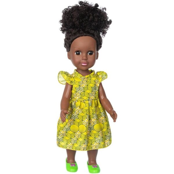 14-Zoll-Puppe aus schwarzem, afrikanisch-amerikanischem Vinyl mit Kleid für Kinder