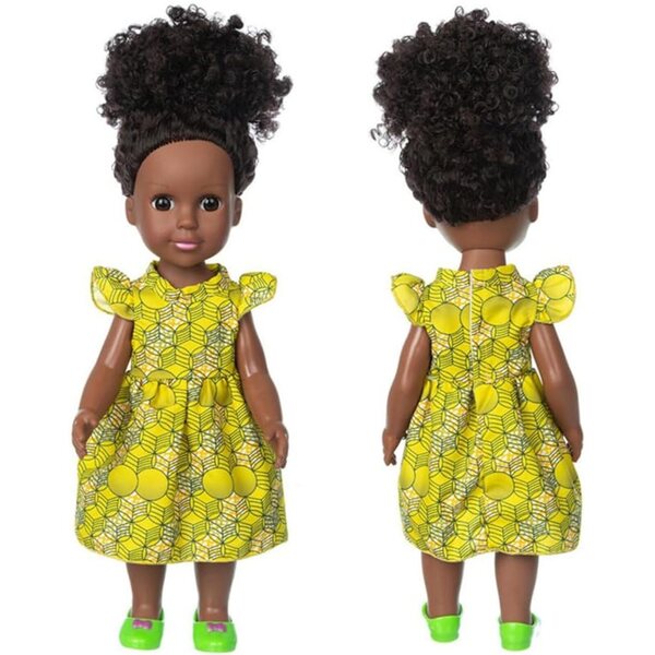 14-Zoll-Puppe aus schwarzem, afrikanisch-amerikanischem Vinyl mit Kleid für Kinder