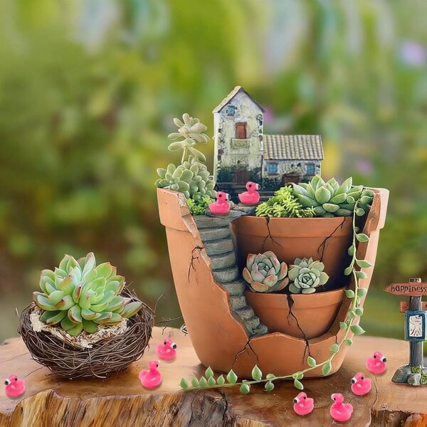 VOSSOT 50 Mini fenicotteri rosa in resina per decorazioni casa e giardino
