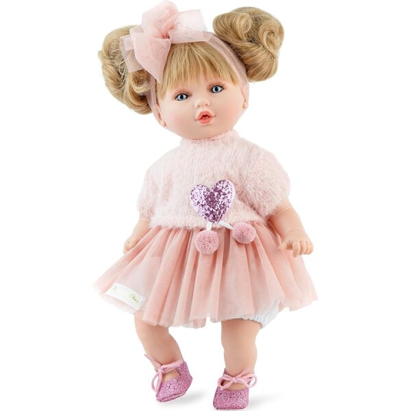 Marina & Pau Isabella Puppe 40 cm mit langen blonden Haaren und weichem Körper