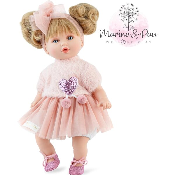 Marina & Pau Isabella Puppe 40 cm mit langen blonden Haaren und weichem Körper
