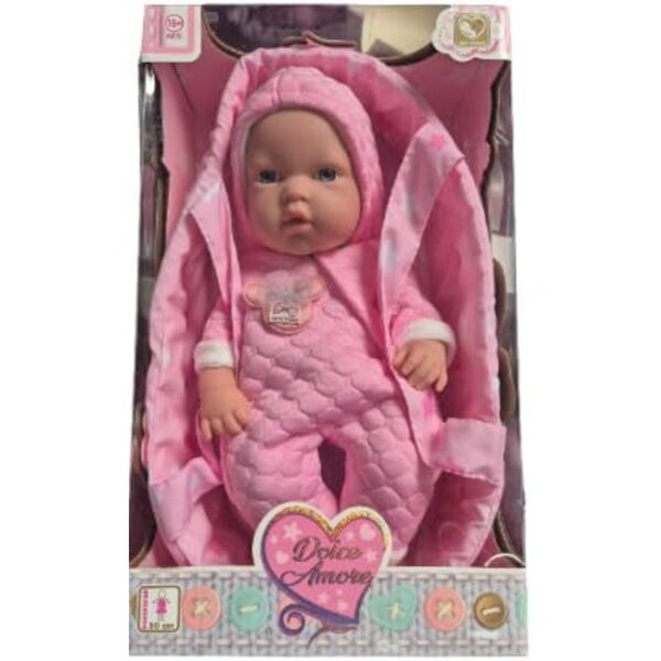 Generic Dolce Amore Rosa Neugeborene Puppe mit Strampler und Decke, Spielzeug für Mädchen