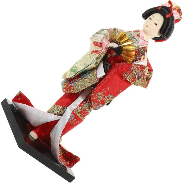 Artibetter Bambola Geisha in Kimono Tradizionale Giapponese in Materiali Ecologici