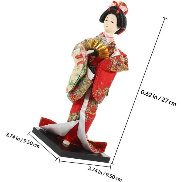 Artibetter Bambola Geisha in Kimono Tradizionale Giapponese in Materiali Ecologici