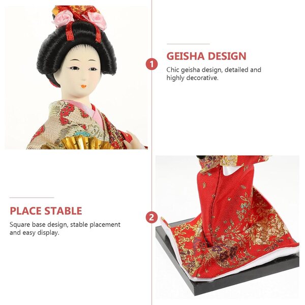Artibetter Bambola Geisha in Kimono Tradizionale Giapponese in Materiali Ecologici