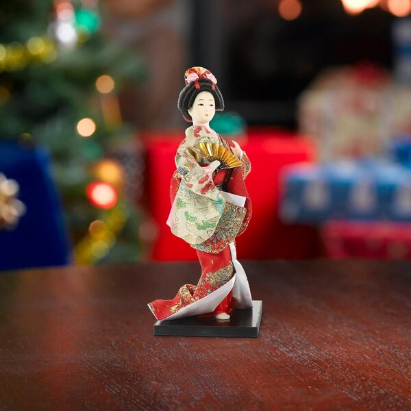 Artibetter Bambola Geisha in Kimono Tradizionale Giapponese in Materiali Ecologici
