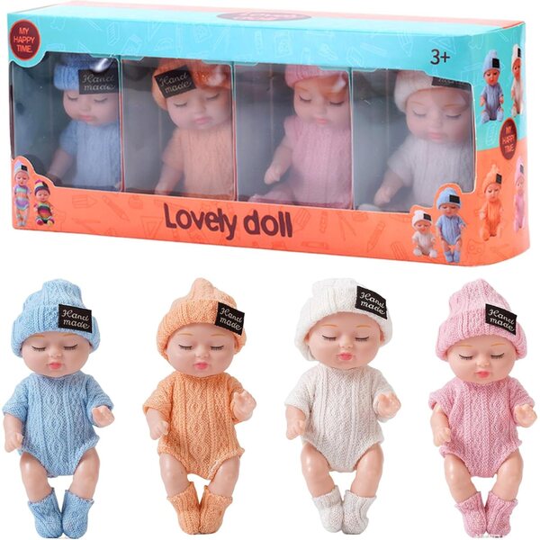 Jorzer Mini-Puppen, 4 Stück, 10,2 cm – bewegliche, lebensechte Puppen für Mädchen ab 3 Jahren