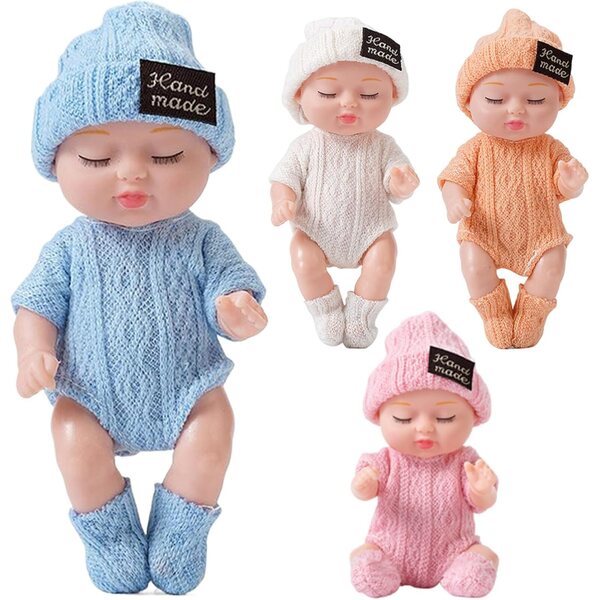 Jorzer Mini-Puppen, 4 Stück, 10,2 cm – bewegliche, lebensechte Puppen für Mädchen ab 3 Jahren