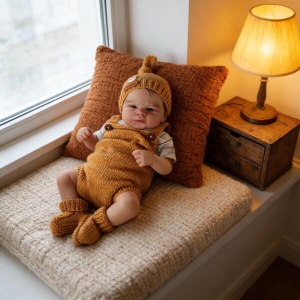 Bambola reborn Elijah 43 cm in vinile realistico con vestiti e accessori inclusi