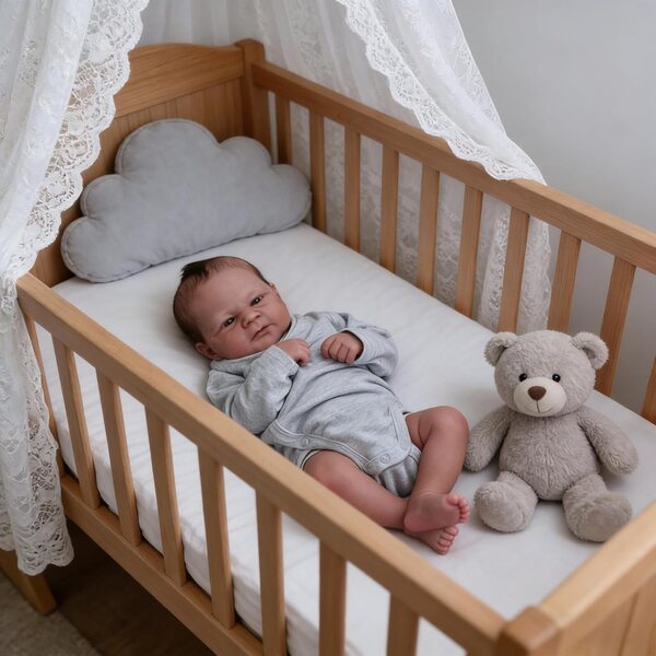Bambola reborn femminile realistica in silicone 43 cm con accessori completi