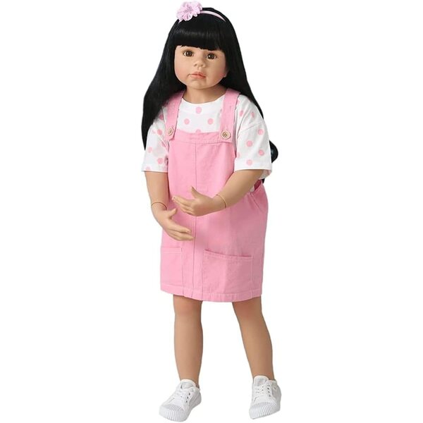 Riesige Ren-Babypuppe im Stehen, 98 cm, realistische Vinylpuppe mit langen Haaren und beweglich