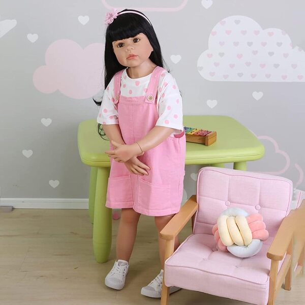 Riesige Ren-Babypuppe im Stehen, 98 cm, realistische Vinylpuppe mit langen Haaren und beweglich
