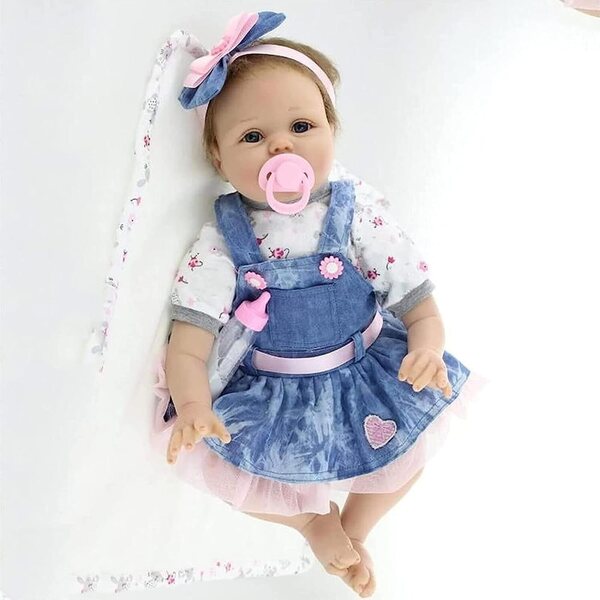 55 cm große realistische Neugeborenenpuppe aus Silikon und Baumwolle für Kinder ab 3 Jahren