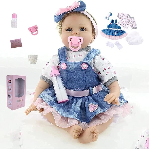55 cm große realistische Neugeborenenpuppe aus Silikon und Baumwolle für Kinder ab 3 Jahren
