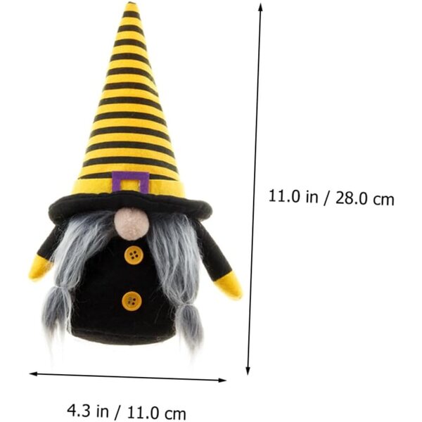 Bambola Gnome Halloween Giallo in Tessuto, Decorazione Casa e Festa 28cm