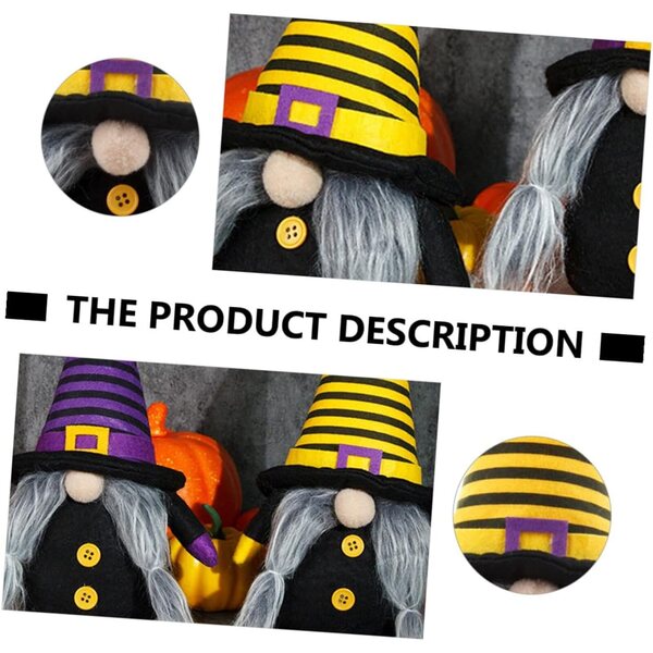 Bambola Gnome Halloween Giallo in Tessuto, Decorazione Casa e Festa 28cm