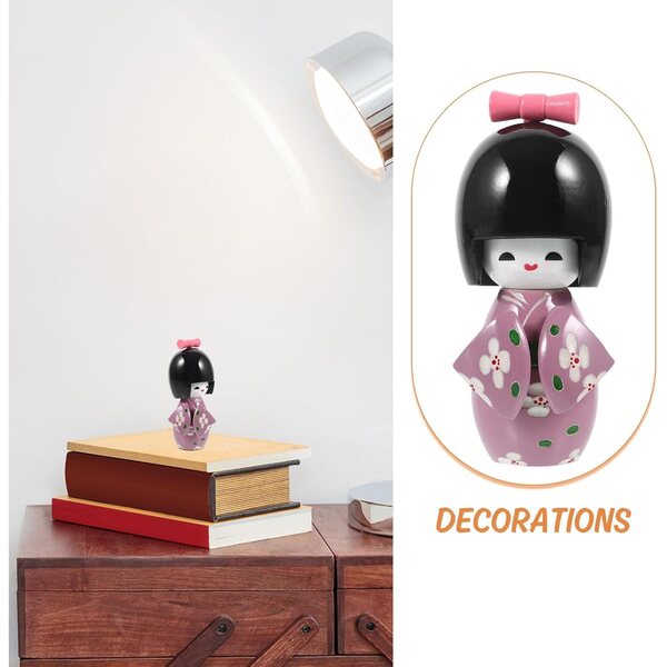 Bambola Kimono in Legno Viola Decorazione Giapponese Tradizionale Casa e Ufficio