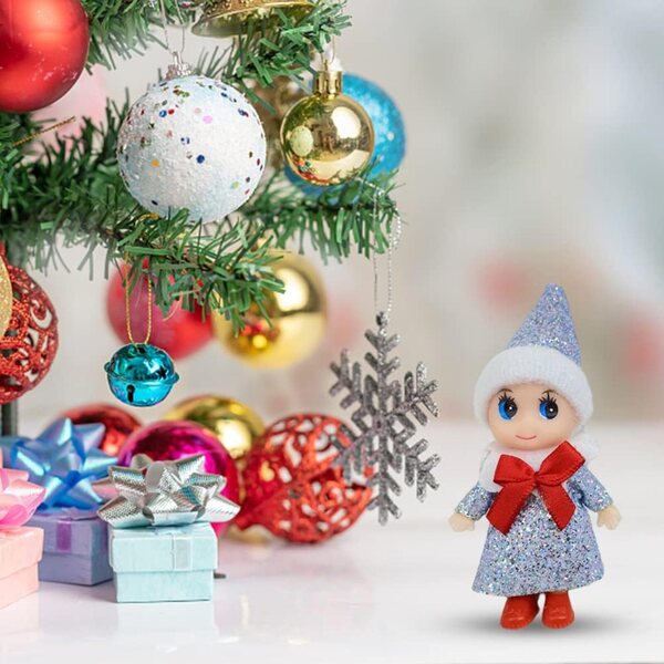 Set mit 4 Weihnachtselfen-Möbelminiaturen, 11 cm, für Weihnachtsstrümpfe und festliche Dekorationen
