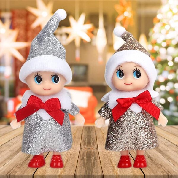 Set mit 4 Weihnachtselfen-Möbelminiaturen, 11 cm, für Weihnachtsstrümpfe und festliche Dekorationen