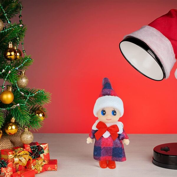 Set mit 4 Weihnachtselfen-Möbelminiaturen, 11 cm, für Weihnachtsstrümpfe und festliche Dekorationen